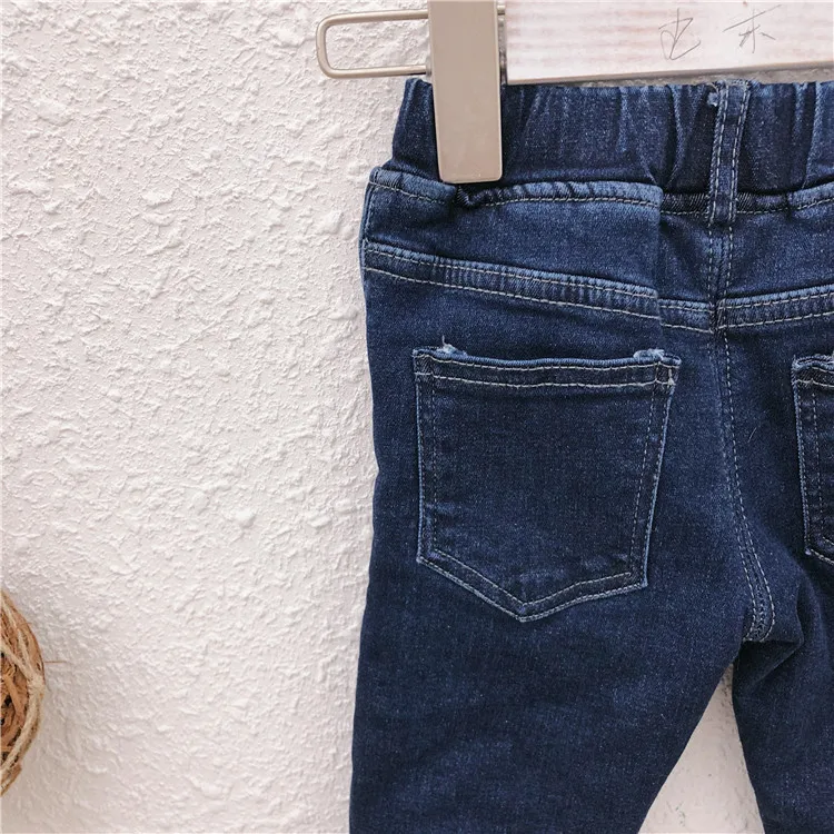 You gato negro mi Winter New Style Men And Women Children Korean-style Cowboy Elasticity Brushed And Thick Skinny Pants Cra