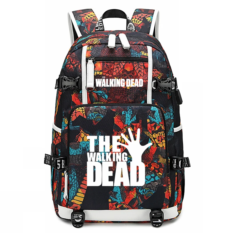 Walking Dead Printing Casual Zipper 18 Inch Student Schoolbag Men/Women Large Capacity Bags Teenager's Outdoor Travel Backpacks - Цвет: 803-ff-1122-1(3)