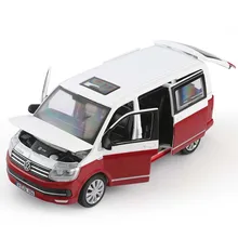 1/32 Volkswagen T6 фургон бизнес-автомобиль модель сплава моделирование литье звук и светильник Вытяните назад модель игрушки Детский подарок