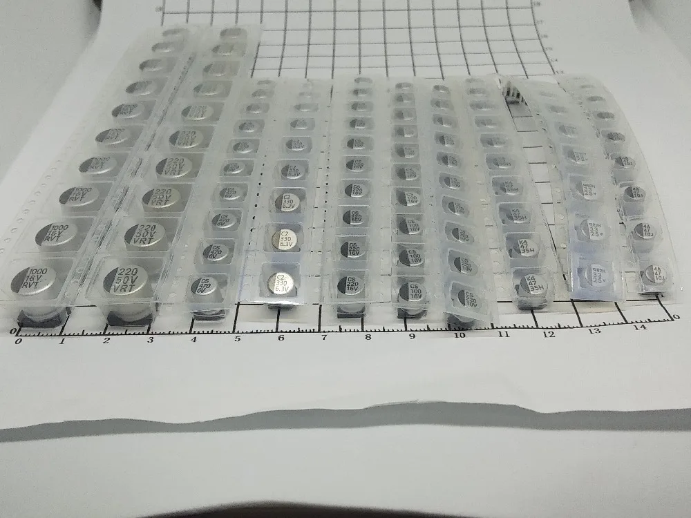 100 шт./лот 10valuesX10pcs = 100pcs 6,3 V~ 50V SMD Алюминиевый Электролитический набор различных конденсаторов для компьютерной материнской платы IC