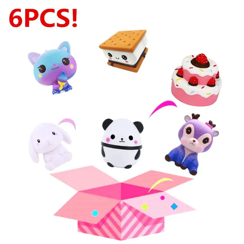 6 шт. jumbo Kawaii Красочные Galaxy сюрприз мягкое кукла Филлер для подарочной упаковки медленно поднимающееся напряжение облегчение игрушки Рождественский подарок