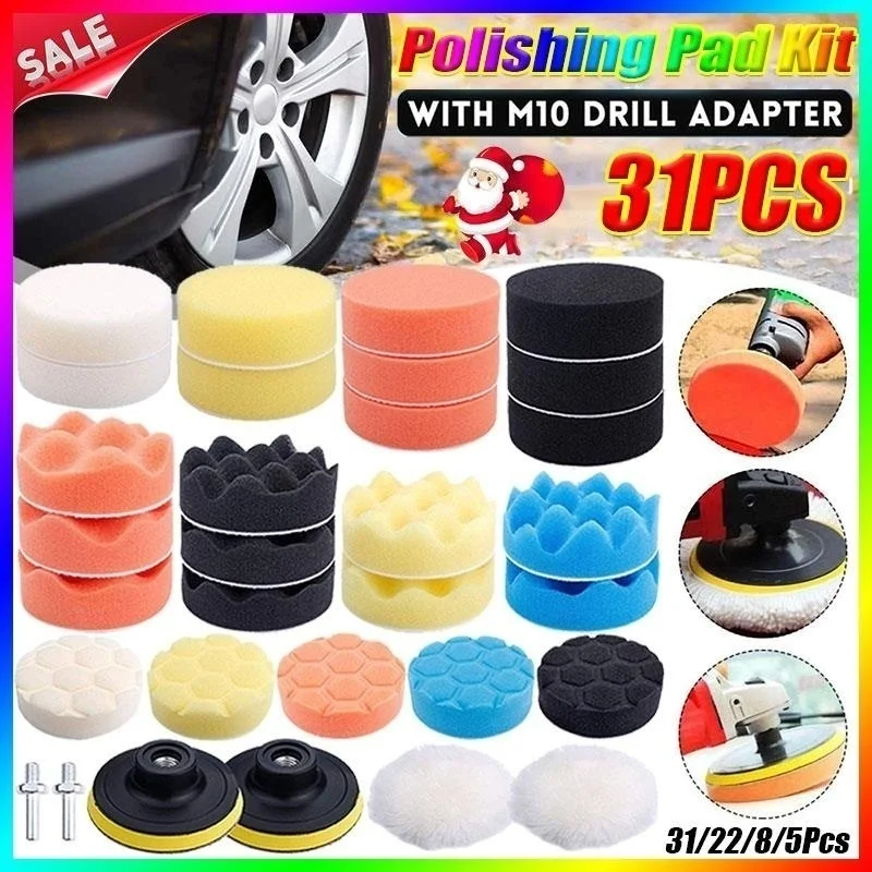 31pcs 3in Car Polisher Pad Buffer Waxing Buffing Polishing Sponge Pads Tools Kit 