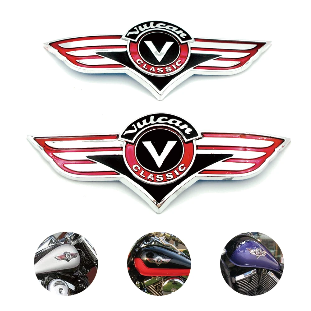 Pair Oil Tank Left Right Badge Emblem Decal Stickers For Kawasaki Vulcan Classic