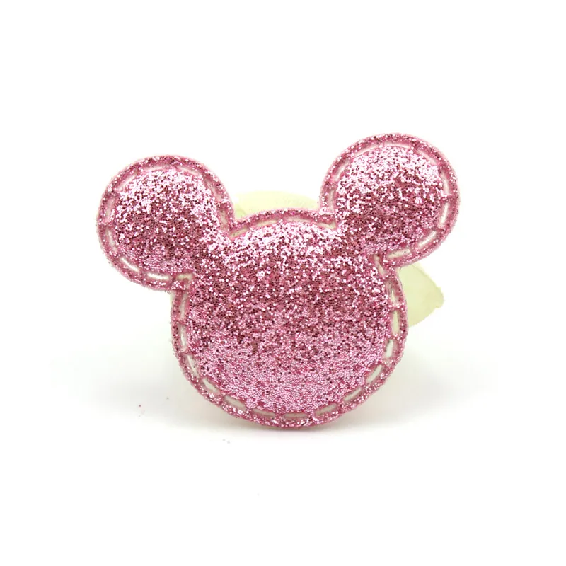 Pink 40 шт., 3,2*3,8 см блестки в форме Микки, блестящие мягкие аппликации для детских головных уборов, самодельные нашивки, шпильки, аксессуары для украшения - Цвет: Pink