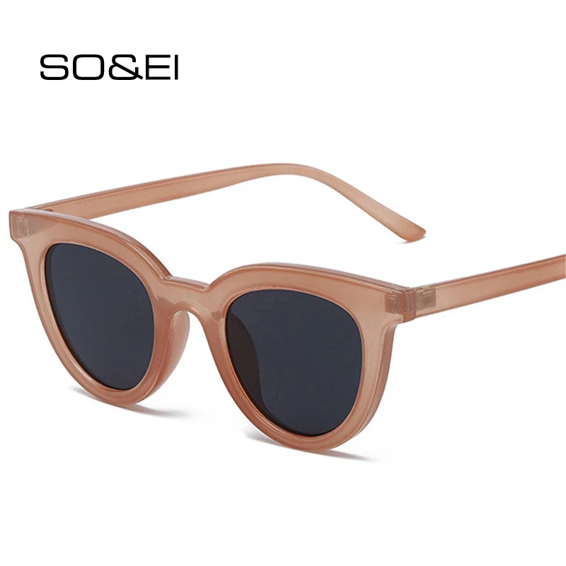 

SO&EI Retro Jelly Color Round Sunglasses Women Fashion Blue Pink Trending Shades UV400 Men Sun Glasses