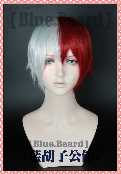 Парики для косплея My Hero Academy Todoroki Shouto, высокотемпературное волокно, синтетические волосы, красные, белые, короткие волосы+ сетка для волос
