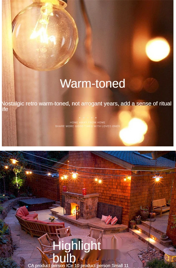 Luzes da Corda Pátio ao ar Iluminação de Casamento Lâmpada Corda Aidi Decorativa S14 Livre Luzes Coloridas G40 c9 3 G40 lâmpada corda aidi lâmpada c9 decorativa