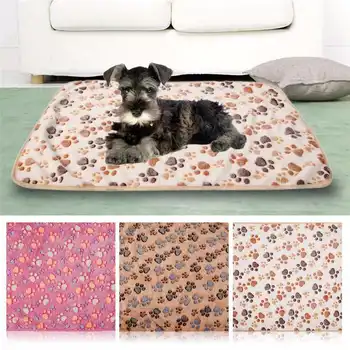 

New Soft Pet Blanket Winter Dog Cat Bed Mat Foot Print Warm Sleeping Mattress Small Medium Dogs Cats Coral Fleece Puppy Supplies