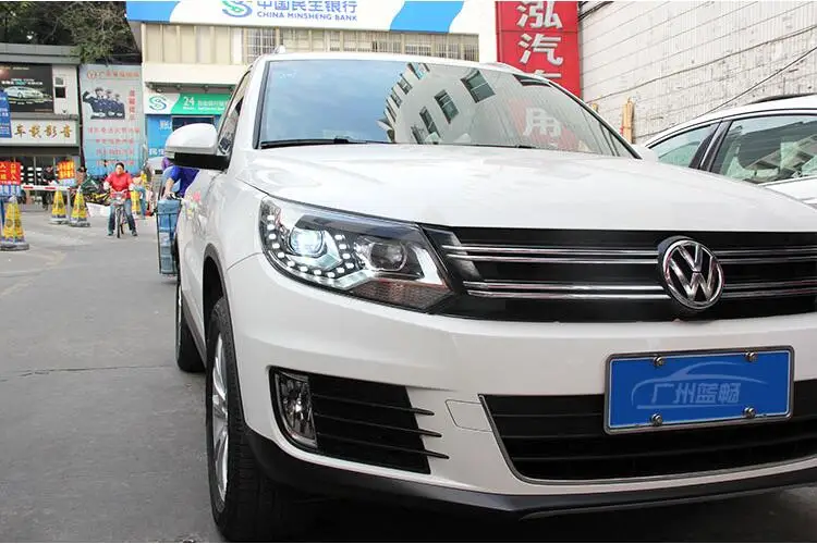 Автомобильный Стильный чехол на голову для Volkswagen Tiguan 2013 светодиодный головной светильник DRL Дневной ходовой светильник Биксеноновые аксессуары