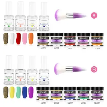 

Dipping Powder Nail Kit with 5 Colors Glitter Dip Powder System Starter Nail Kit Dipping System Portable Kit for Travel
