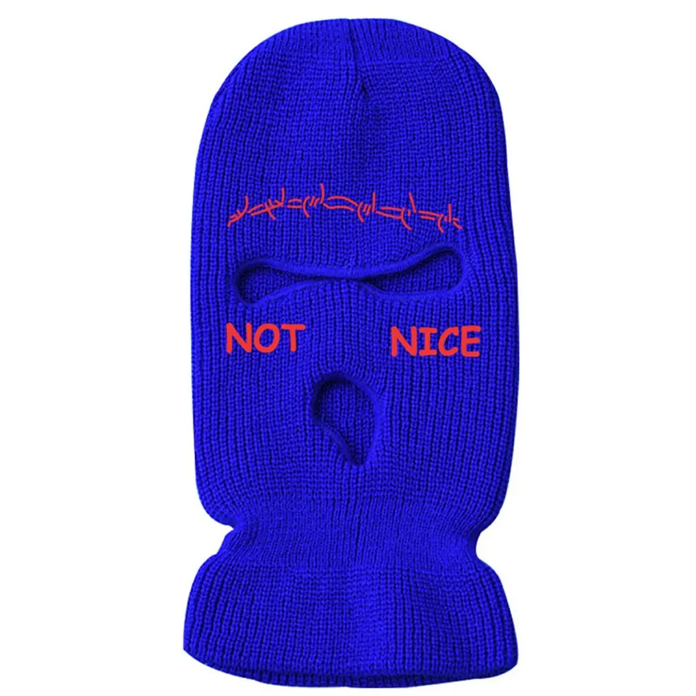 

Three-hole Hat Ski Mask Unisex Hat Embroidered Knitted Hat Warm Mask Balaclava Winter Ski Hat Solid Color Pullover Hat