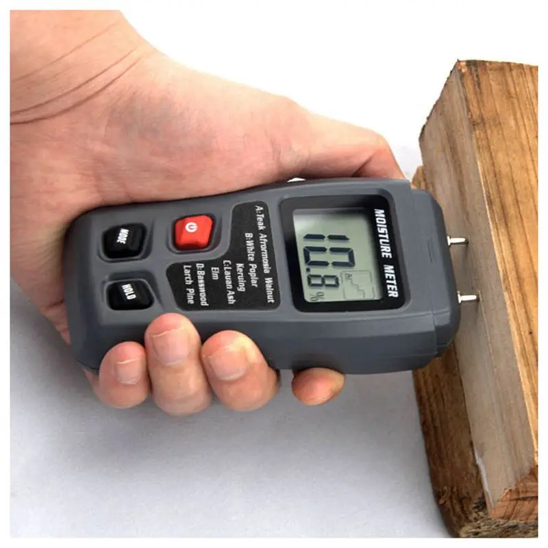 0-99.9% Digital Wood Moisture Meter Tester Damp Hygrometer 2Pins