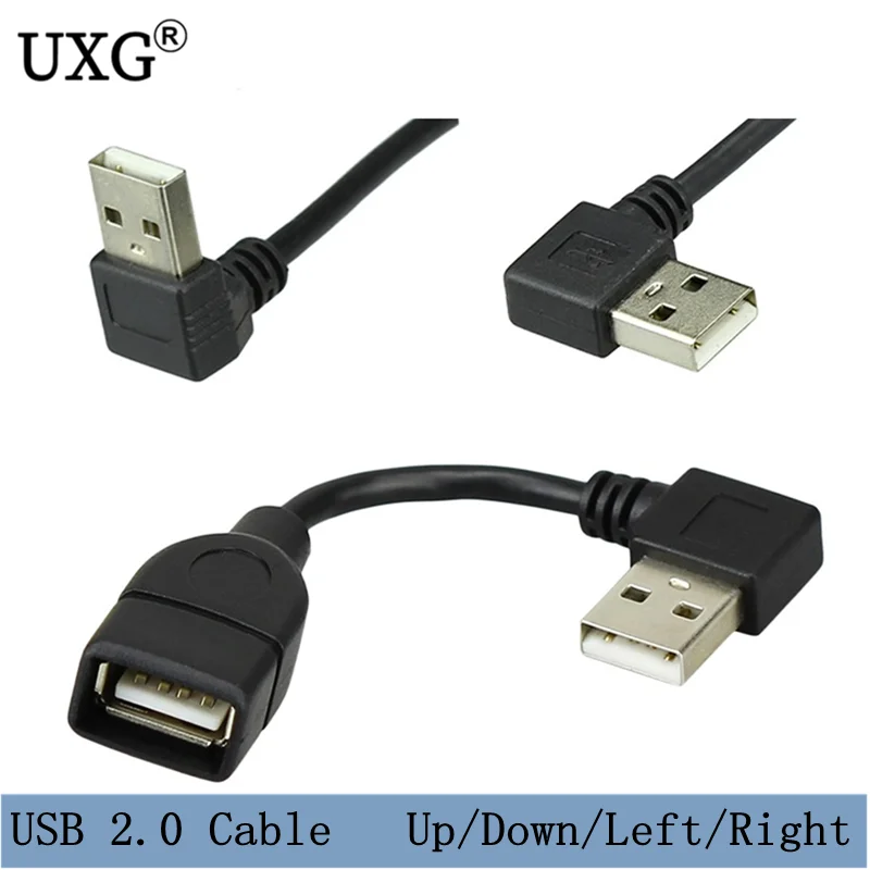 

USB 2,0 A штекер-гнездо 90 Угловой фотокабель USB2.0 штекер-гнездо правый левый Вниз Вверх кабель Шнур 10 см 20 см 40 см