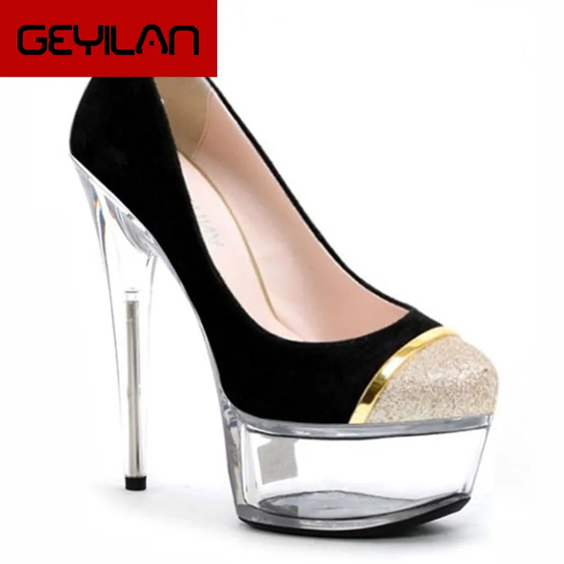 

15cm Leather Newest Model round Toe Ladies High Heels Shoes 6 inch Fashion Platforms High Heel Pumps sexy clubbing high heels