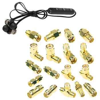 

18 Pcs SMA Kits Connector Male Female Plug Antenna Converter & 1x Xt11 netic Music Bluetooth 4.2 Earphone Headset