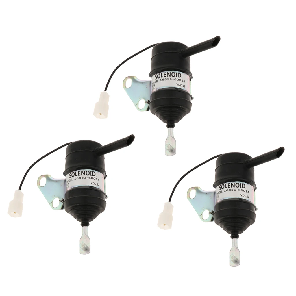 MagiDeal 3 x 16851-60014 Fuel Shut Off Solenoid for Kubota Tractor Excavator