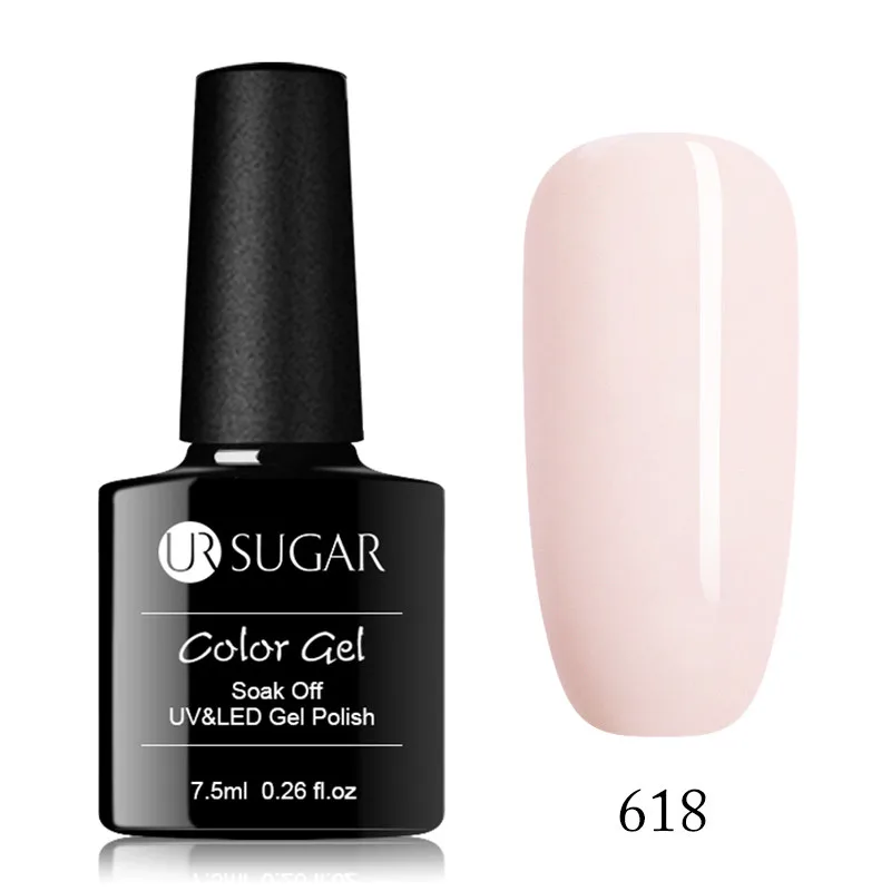 Ur Sugar Розовый Блестящий Гель-лак УФ-гель черно-белый Гель-лак для дизайна ногтей впитывающий лак Базовое покрытие без протирания верхнее покрытие - Цвет: 618