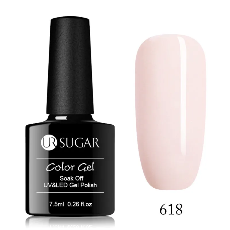 618 Ur Sugar Розовый Блестящий Гель-лак УФ-гель черно-белый Гель-лак для дизайна ногтей впитывающий лак Базовое покрытие без протирания верхнее покрытие - Цвет: 618
