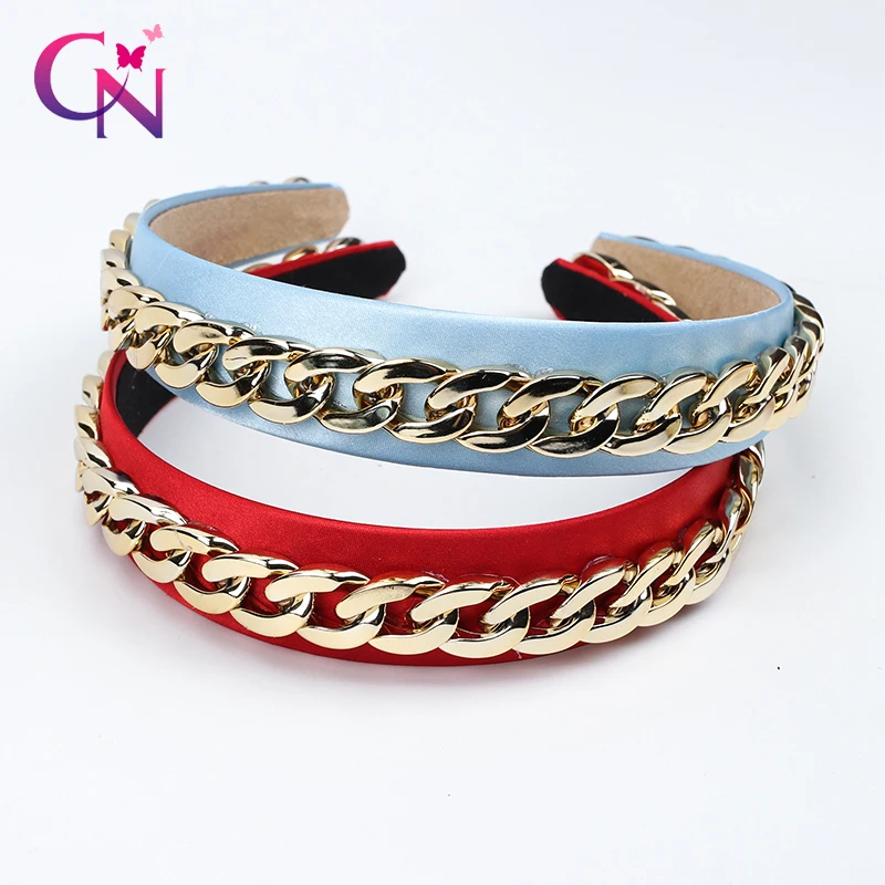 

CN Gold Metal Chain Hairbands For Women Girls Alloy Punk Stlye Headband Fashion Head Wrap Hair Hoop Hair Accessories