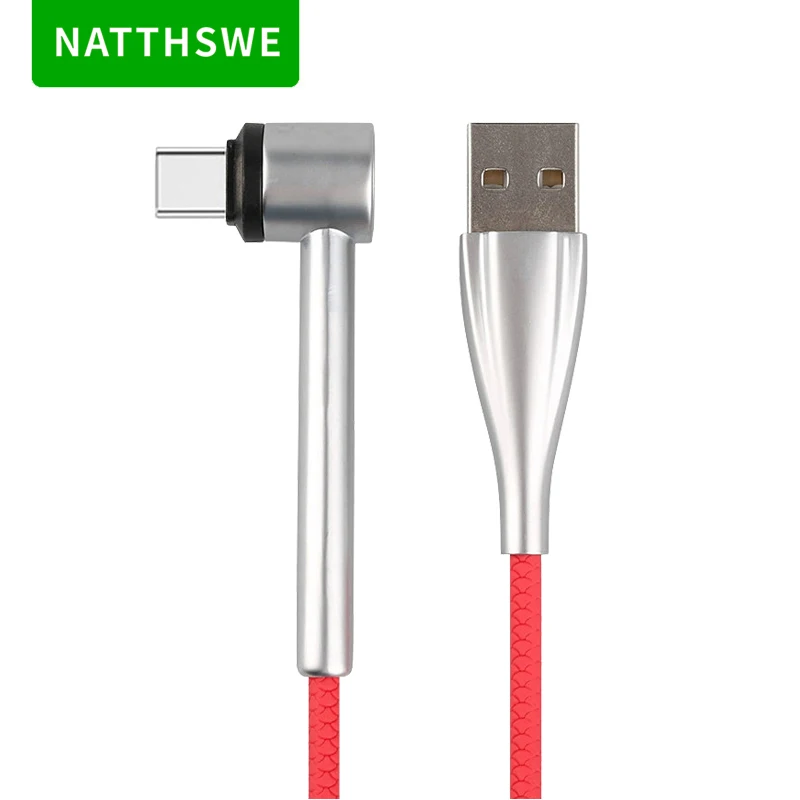 NATTHSWE 3.1A Utral-high Current Round Elbow Type-C USB Data Cable 2M Extended zinc Alloy Fast Charging Line for Huawei Xiaomi | Мобильные