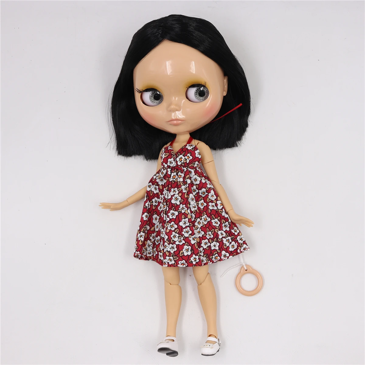 Neo Blythe Pop met zwart haar, bruine huid, glanzend schattig gezicht en Custom Gezamenlijk lichaam 1