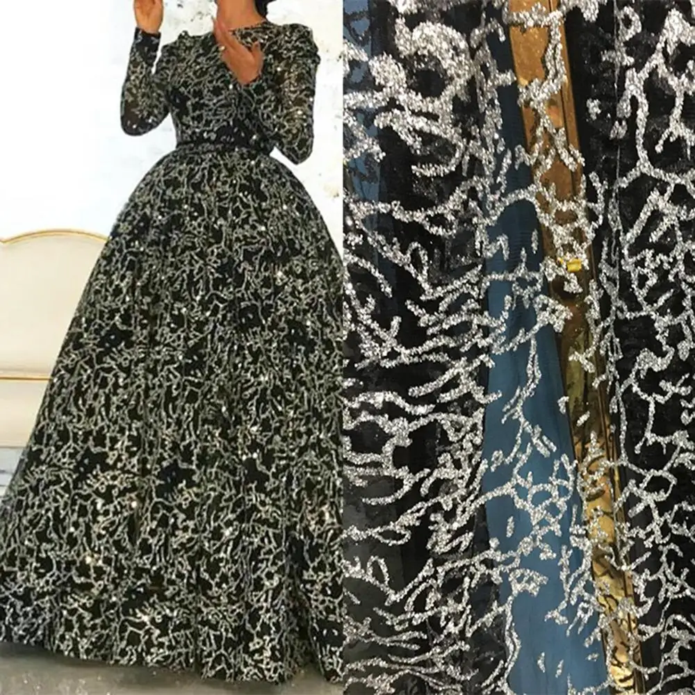 Высококачественные Африканские модные блестящие ткани из тюля с блестками