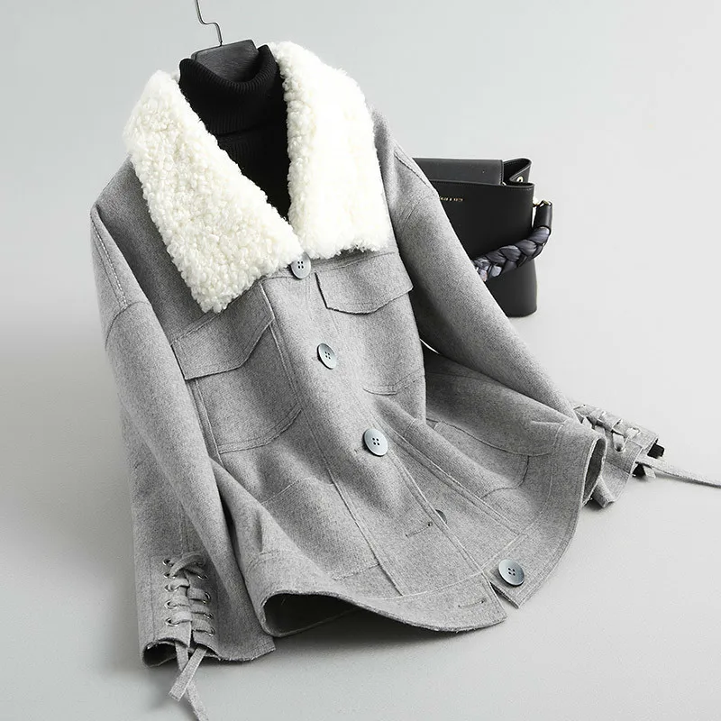 

100% Wool Coat Women Spring Autumn Korean Elegant Female Jacket Casual Coats and Jackets Abrigo Mujer 2020 KQN38021-1 KJ2326