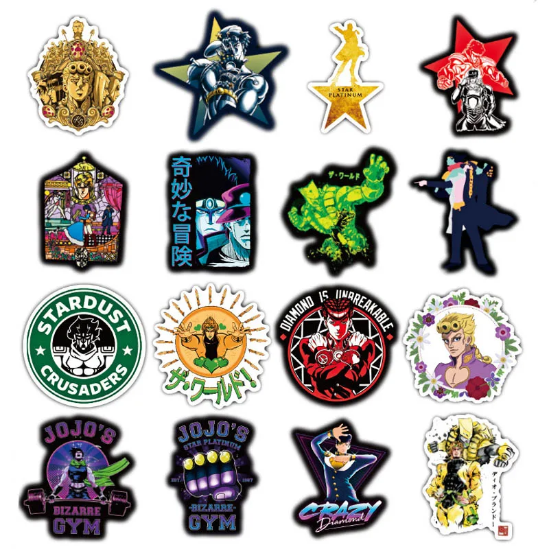 50 Pcs Anime JoJo Bizarre Adventure Stickers Cosplay Accessories Prop PVC Waterproof Cartoon Decal Sticker