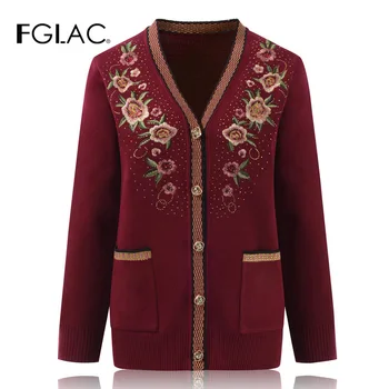 

New Autumn and winter thick women sweater single-breasted cardigan coat Elegant slim embroidered Knitted shirt