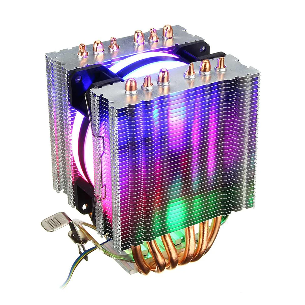 Процессор вентилятор 6 тепловой трубы Процессор кулер RGB светодиодный вентилятор 4pin Процессор вентилятор радиатора тихий для Intel 775/1150/1151/1155/1156/1366 для AMD все