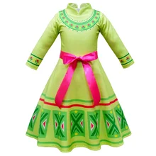 Зеленые костюмы с Анной, платье Вечерние маскарадные платья принцессы Эльзы для девочек возрастом от 4 до 11 лет, Милая нарядная одежда с бантом и цветочным рисунком для маленьких детей