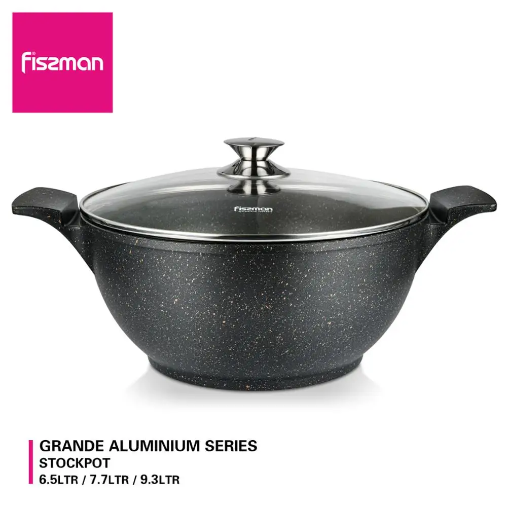 Marble Coated Non-Stick Casserole Cooking Pot 10 Piece Set with Glass Lid 20-28cm