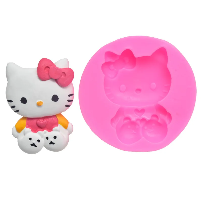 3D hello kitty Мыло Форма для тортов, фондана шоколадная форма ароматический гипс силиконовая форма
