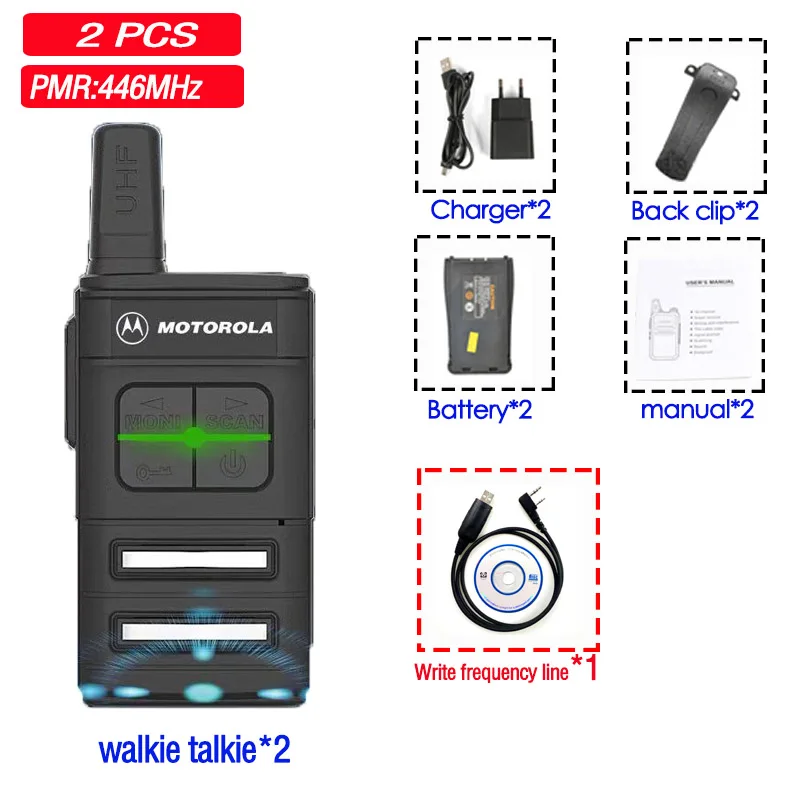 2X MOTOROLA walkie talkie отель, строительная площадка, туризм на открытом воздухе портативный мини-приемопередатчик с наушником - Color: 2X