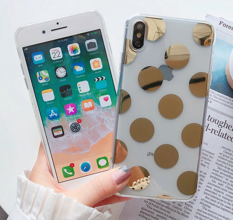 IPWSOO блестящий чехол со звездами для iPhone 11 Pro Max X XR XS Max 7 8 6 6S Plus Прозрачный чехол для телефона в горошек волнистая крышка