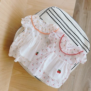 

Girls Baby Princess Dress Lace 2020 New Korean Newborn Infant Dresses Cute Flower Cotton Birthday Cherry Children Kids Dress