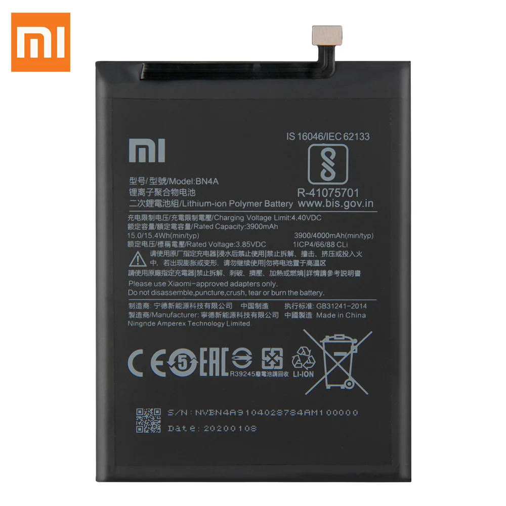 Оригинальная сменная батарея для Xiaomi Redmi Note7 Note 7 Pro M1901F7C BN4A телефона 4000