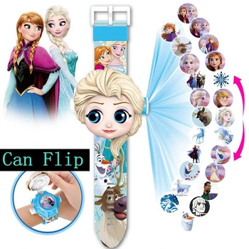

11 styles Disney Marvel Frozen Anna Cartoon Pattern Digital 3D Projection watch LED Display Children's Watch toys For Boys Girls