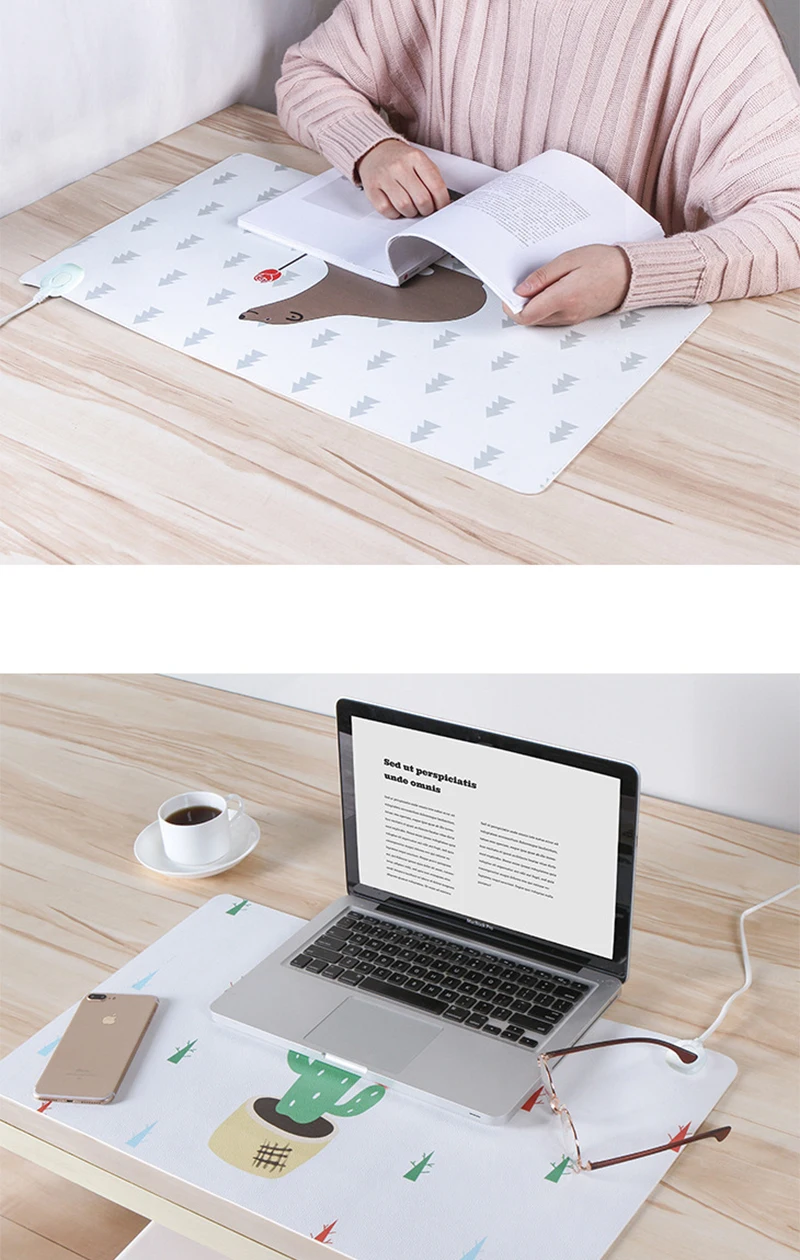 Multifunctional PU leather waterproof heating computer desk mouse pad writing pad warm table warm hand pad