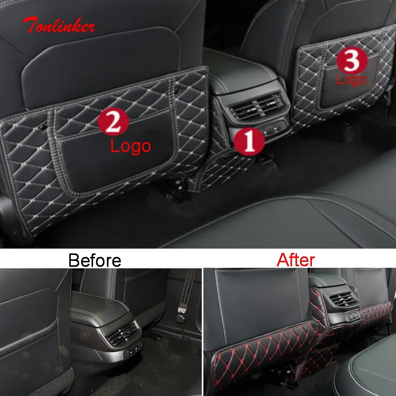 

Tonlinker Interior Car Seat Back Anti-Dirty Pad Cover Sticker For GWM HAVAL H6 2021 Car Styling 1/3 PCS PU Leather Cover Sticker