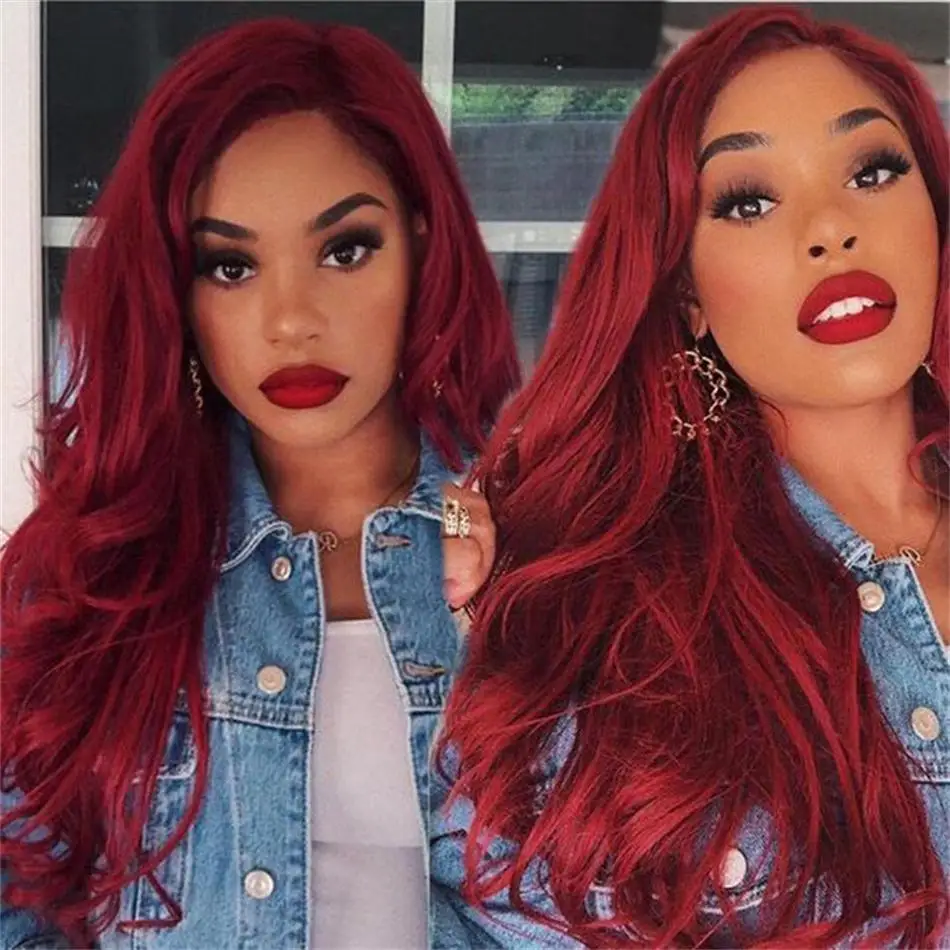 

99J Burgundy Body Wave Transparent Lace Frontal Wigs For Black Women 13x4 HD Lace Front Wig 180% Brazilian Human Hair Wig
