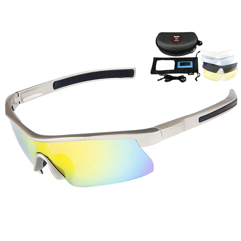 UV400 поляризованные велосипедные очки противотуманные велосипедные солнцезащитные очки TR90 очки оптика Gafas Ciclismo 5 объектив - Цвет: Золотой