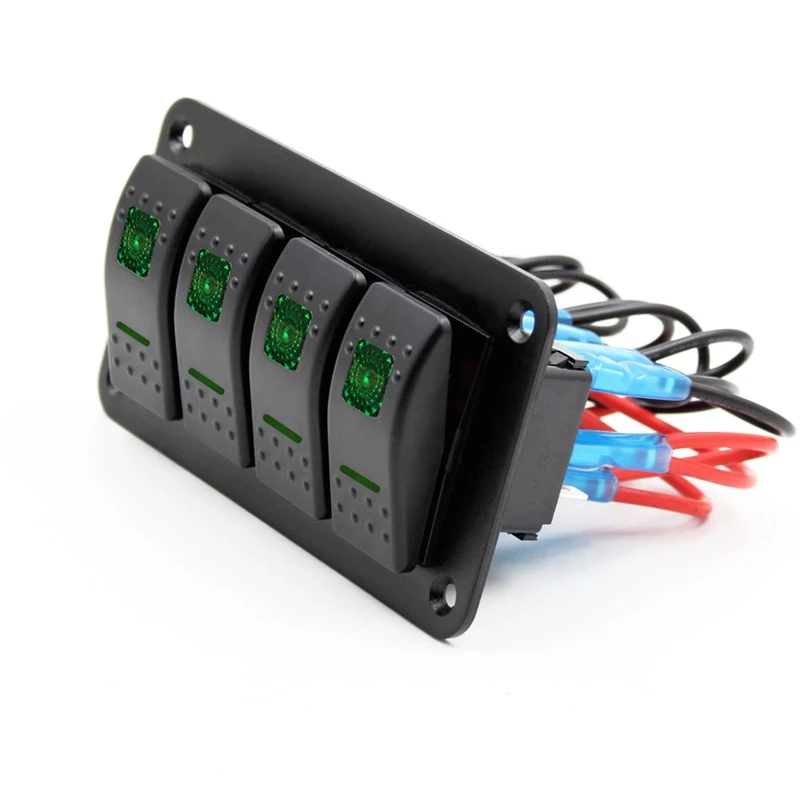 12 V-24 V 4 Gang green кулисный переключатель Панель автомат защити цепи лодка морской Водонепроницаемый