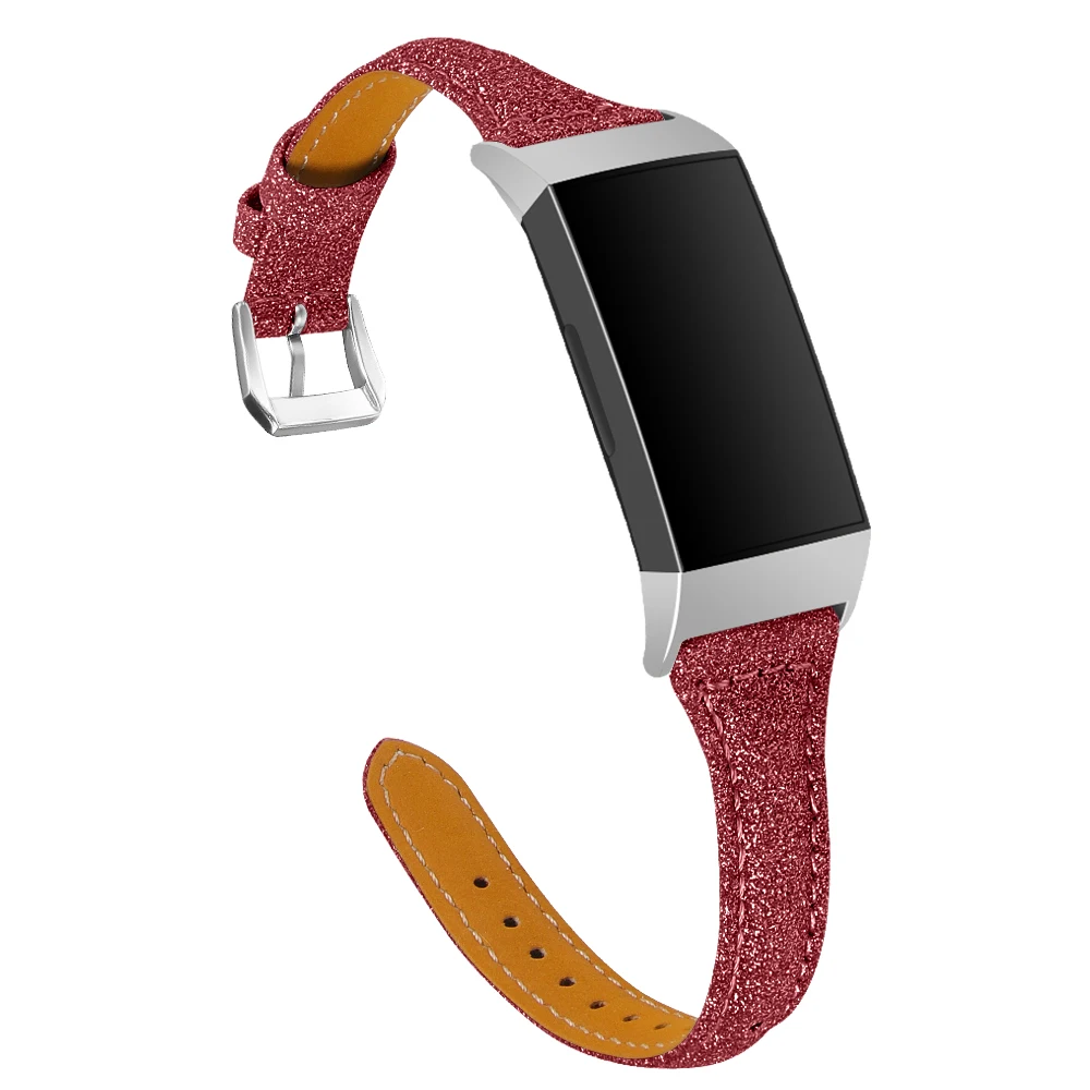 OULUCCI красочные кожаные браслеты для браслета fitbit charge 2 Женские часы мягкий браслет для fitbit charge 3 ремешок для часов - Цвет: red 3