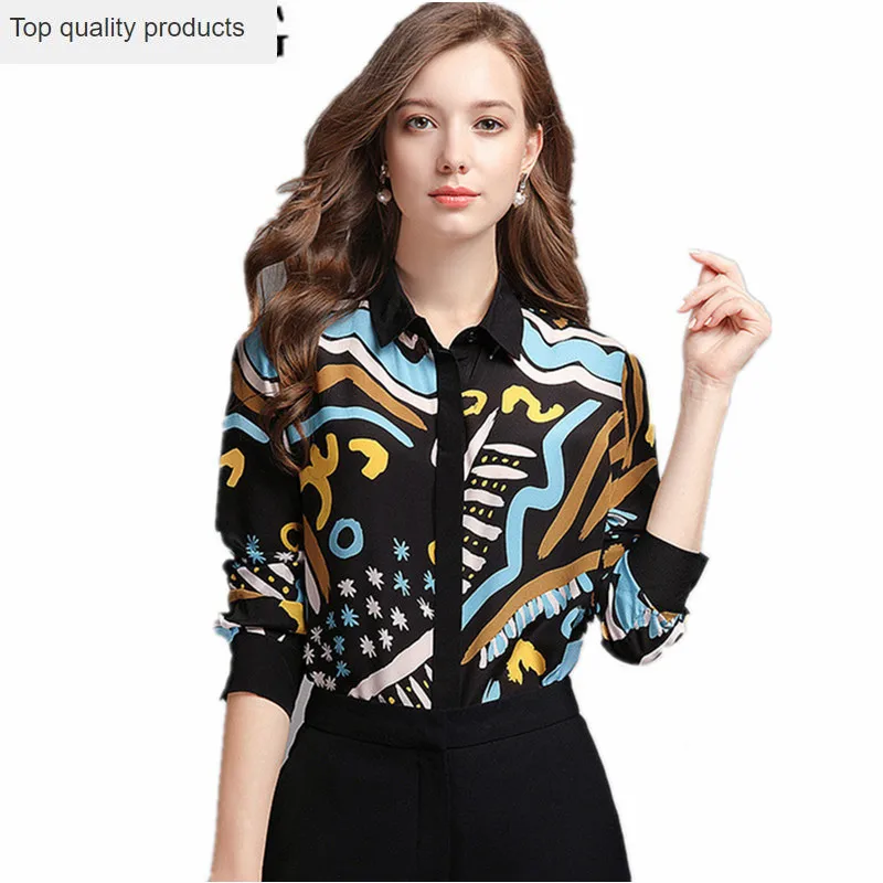 

blusas mujer de moda 2020 Long SLeeve Womens Tops and Blouses 100% Real Silk Women's Shirt Spring Office Blouse Women Top YQ153