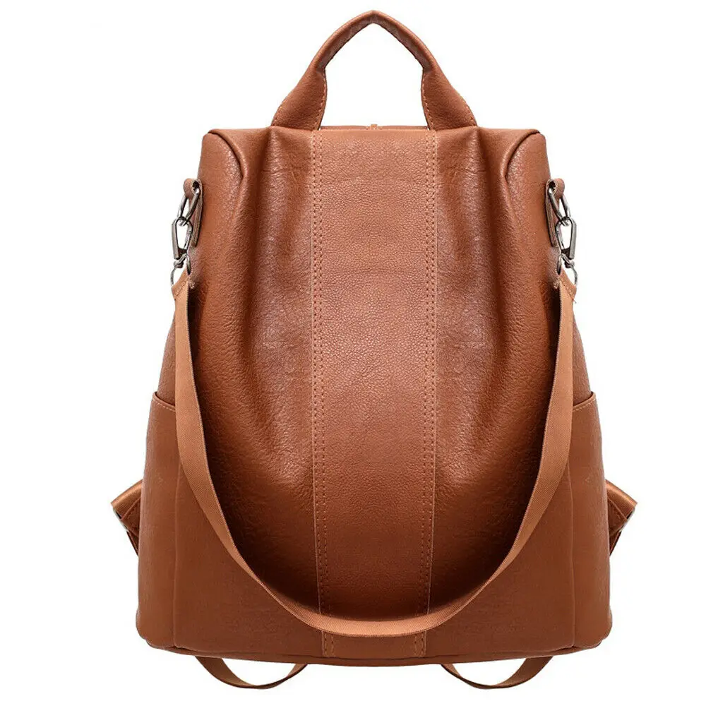 Местный запас женщин черный коричневый кожаный рюкзак для путешествий водонепроницаемый плеча школьная сумка, рюкзак ранец - Цвет: Коричневый
