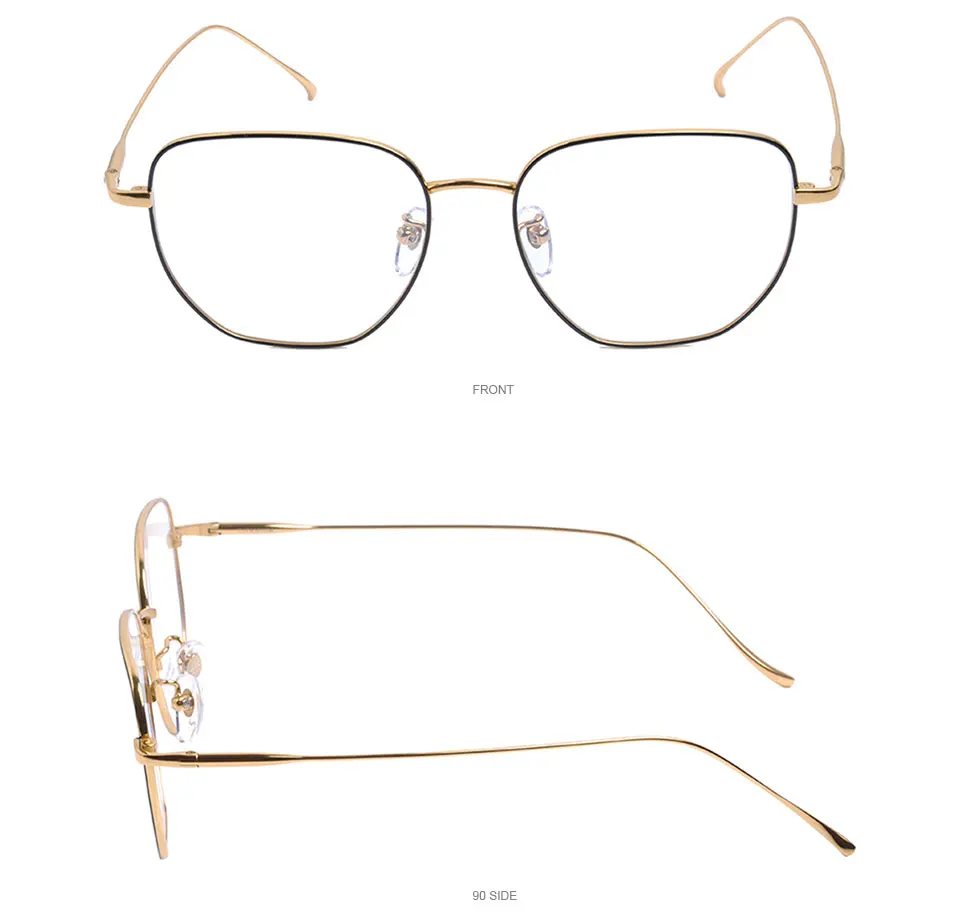 Pure Titanium Glasses Frame Women Polygon Ultralight Eyeglasses Prescription Men Myopia Optical Frame Eyewear DD1537