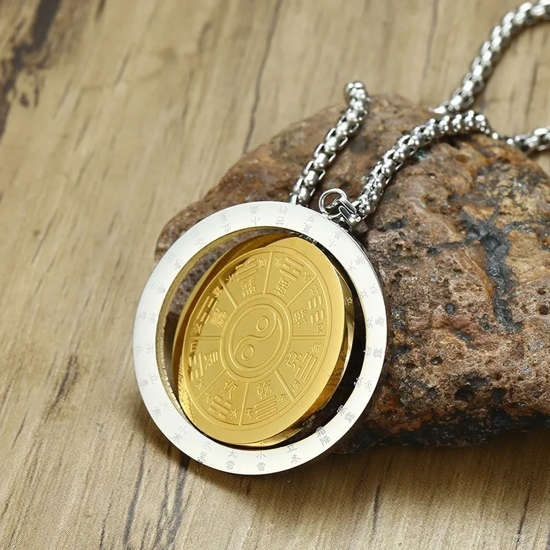 Поворотный Кулон в виде монеты LOOKER для мужчин и женщин ожерелье Taoism Yinyang Bagua