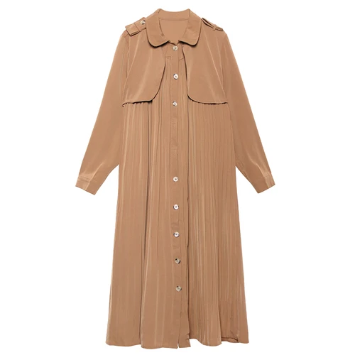 khaki GCC3012 XITAO, Длинное свободное женское платье, модное, нового размера плюс, полный рукав, карман, одна грудь,, весеннее повседневное платье, миноритарное, GCC3012 - Цвет: khaki GCC3012