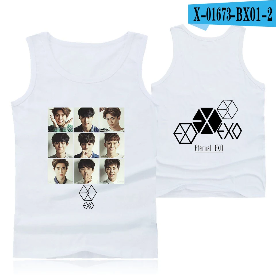 EXO vocal concertprint Модная стильная хипстерская Повседневная Удобная популярная летняя одежда с круглым вырезом без рукавов для мужчин и женщин - Цвет: H